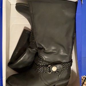 Pink & pepper leather black boots